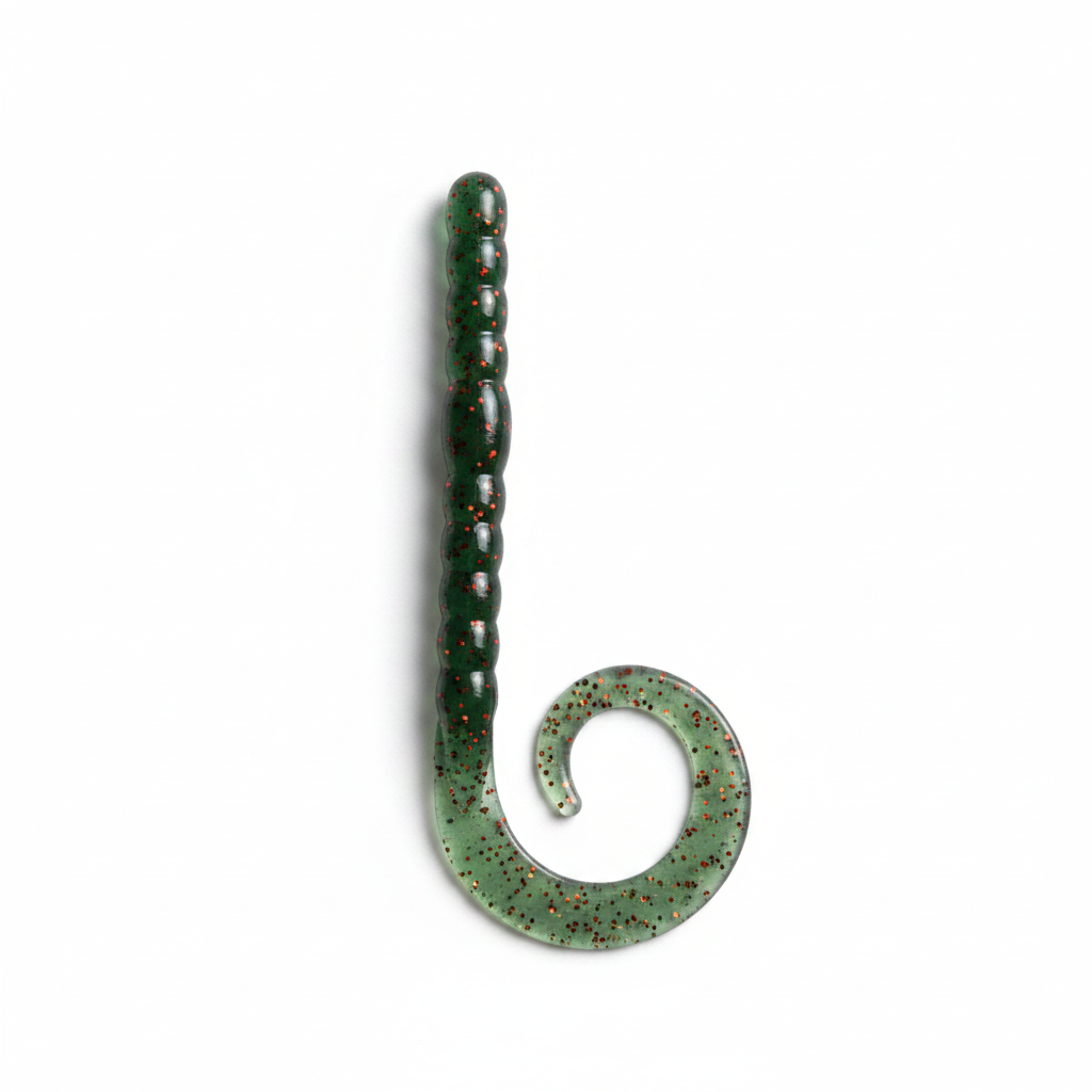 Dark Green Soft Plastic Worm Lure